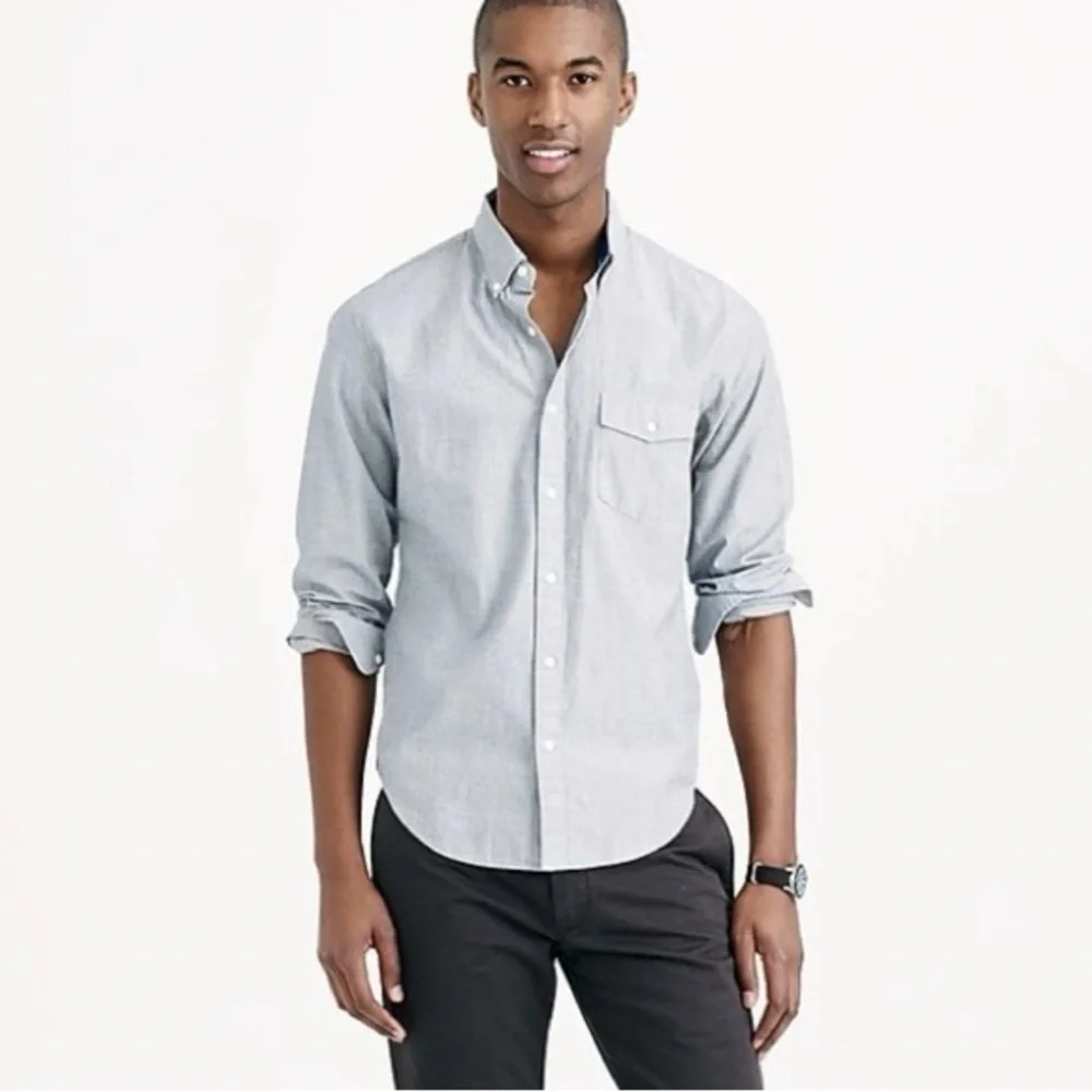 J. Crew Baird McNutt Men’s Button Front Shirt XL Grey Linen Cotton Blend Preppy